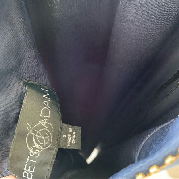 BETSEY & ADAM Open Back Cut Out Dress Blue Gold Size 2 - Picture 13 of 15